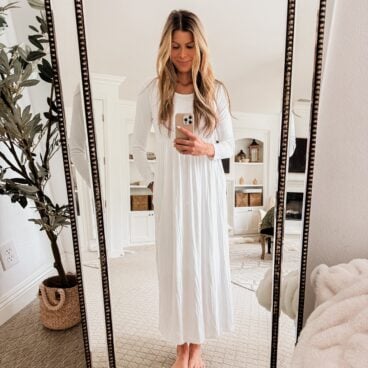 Corrine wearing her white temple dress
