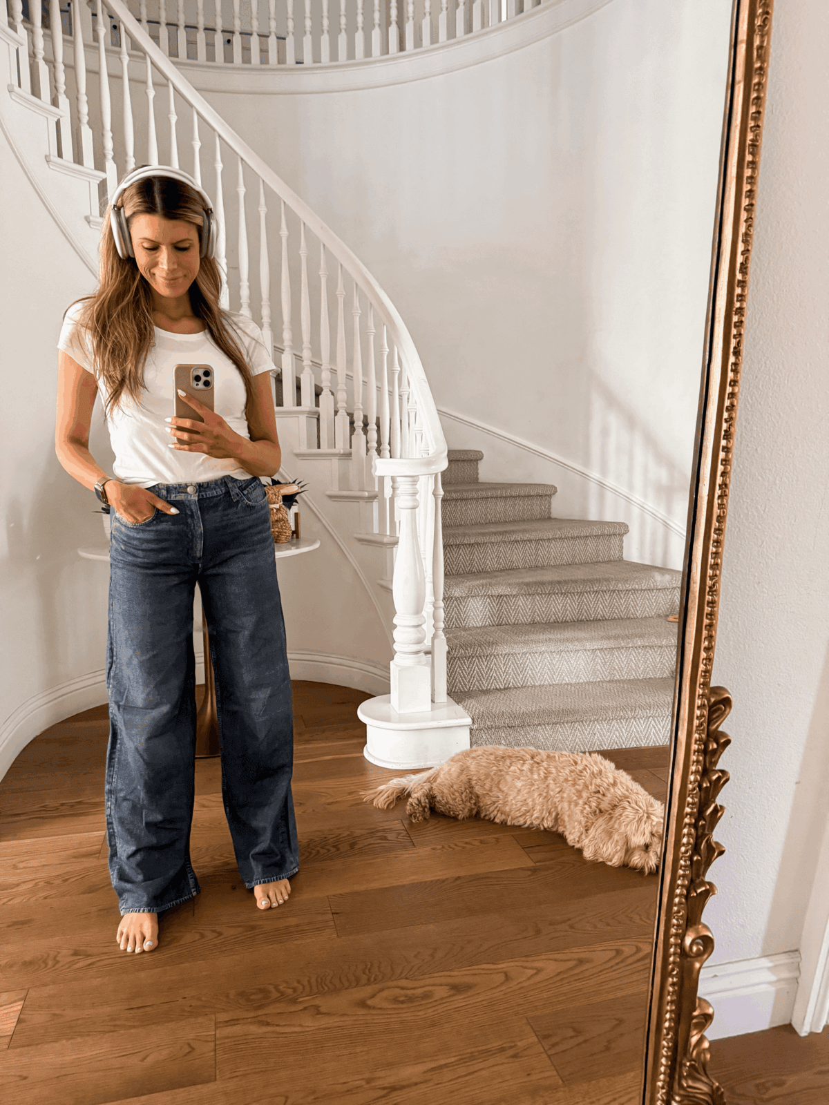 Corrine wearing viral sweatpant jeans