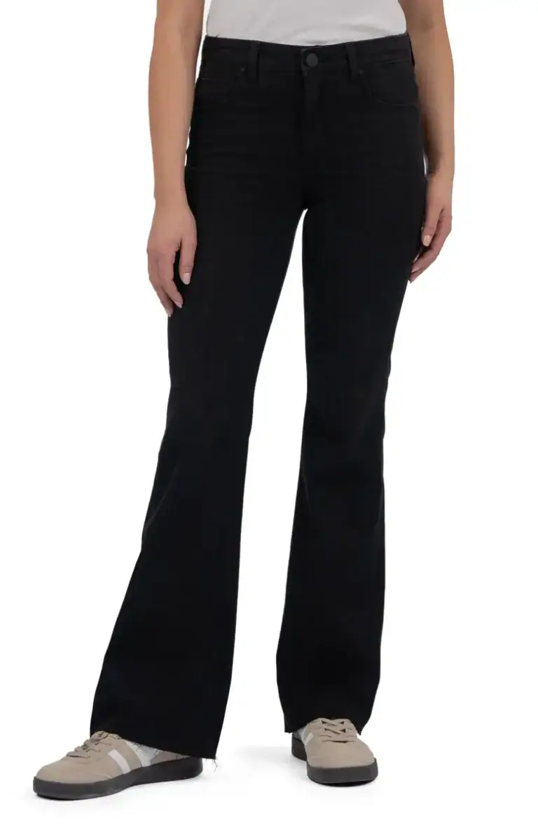 Stella High Waist Raw Hem Flare Jeans