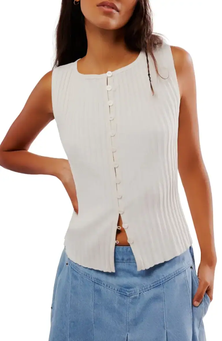 Tilly Rib Button-Up Top